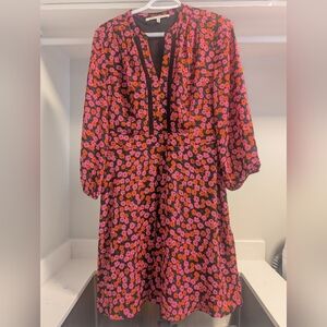 Collective Concepts Pink and Orange Floral Dress - Size Medium